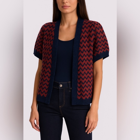 Warped & Twisted Vintage Short Sleeve Chenille Sweater Cardigan Shoulder Pads M - Picture 9 of 9